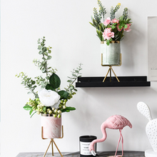 Load image into Gallery viewer, Ceramic flower pot wrought iron flower stand