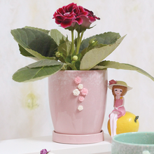 Load image into Gallery viewer, Flower Fairy Small Ceramic Flower Pot Nordic Style Round Simple With Tray