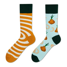 Load image into Gallery viewer, Asymmetrical Color Retro Personality Male And Female Couple Mid-length Cotton Socks