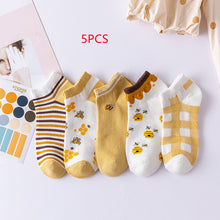 Load image into Gallery viewer, Cartoon Little Bee Boat Socks Pure Female Embroidery Combed Cotton Socks