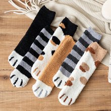 Load image into Gallery viewer, Women's Coral Fleece Cat Paw Pattern Kawaii Thick Warm Socks