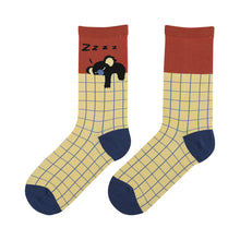 Load image into Gallery viewer, Zoo cartoon illustration female socks cute trendy socks cotton socks in tube socks
