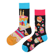 Load image into Gallery viewer, Asymmetrical Color Retro Personality Male And Female Couple Mid-length Cotton Socks