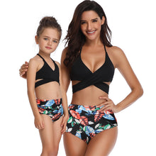 Load image into Gallery viewer, Parent-child Swimsuit Printed High Waist Bikini Ruffled Mother And Daughter Swimwear