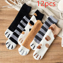 Load image into Gallery viewer, Women's Coral Fleece Cat Paw Pattern Kawaii Thick Warm Socks
