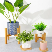 Load image into Gallery viewer, Floor Four-legged Flower Stand Succulent Bamboo Tray