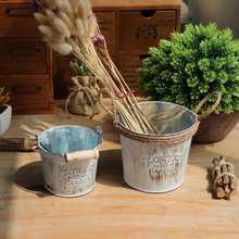 Load image into Gallery viewer, Retro Iron Flower Bucket Dry Flower Vase Decoration Flower Pot
