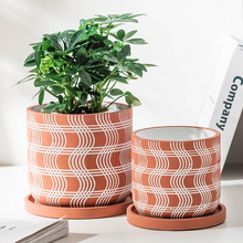 Load image into Gallery viewer, Cement Flower Pot Retro Style Plant Succulent Round With Tray