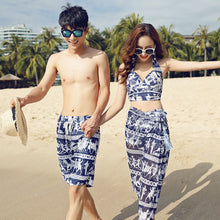 Load image into Gallery viewer, A couple of female swimsuit three piece retro bikinis gather South Korean beach lovers'suits men's swimming trunks Spa