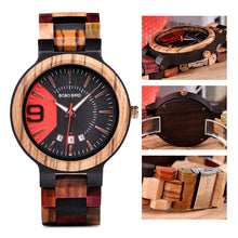 Load image into Gallery viewer, full wood quartz calendar waterproof watch men's watch wood table men's watch