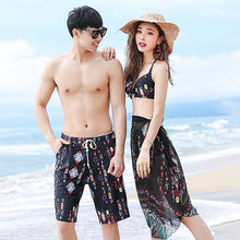 Load image into Gallery viewer, 2021 new beach pants suit, lovers swimsuit, wrap sexy bikini three sets of men's swimsuit 8826