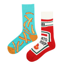 Load image into Gallery viewer, Asymmetrical Color Retro Personality Male And Female Couple Mid-length Cotton Socks