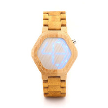 Load image into Gallery viewer, BOBO BIRD LED Bamboo Wood Watches Digital Watch Men Kisai Night Vision Calendar Wristwatch for Men Minimal Time Display C-eE03