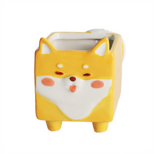 Load image into Gallery viewer, Cute Animal Ceramic Flowerpot Succulent Little Lion Shiba Inu Erha Kitten Gardening Tabletop Planting