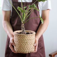 Load image into Gallery viewer, Bamboo flower pot Retro woven storage bamboo basket