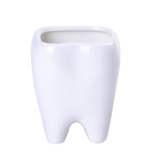 Load image into Gallery viewer, Teeth flower pot simple dehua white porcelain succulent potted tabletop flower pot potted ornaments