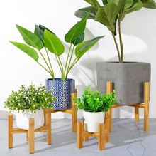 Load image into Gallery viewer, Floor Four-legged Flower Stand Succulent Bamboo Tray