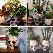 Load image into Gallery viewer, Halloween Skull Resin Flower Pot Outdoor Study
