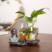 Load image into Gallery viewer, Vase Glass Transparent Water Culture Tabletop Ceramic Flower Pot