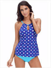 Load image into Gallery viewer, Buttonhole neckline split swimsuit swimsuit