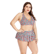 Load image into Gallery viewer, Plaid printed split bikini