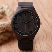 Load image into Gallery viewer, Black Wood Case Wood Belt Casual Quartz Watch