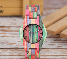 Load image into Gallery viewer, Colored Bamboo Wood Carving Couple Watch