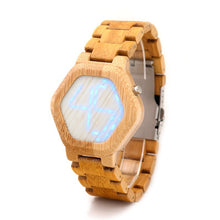Load image into Gallery viewer, BOBO BIRD LED Bamboo Wood Watches Digital Watch Men Kisai Night Vision Calendar Wristwatch for Men Minimal Time Display C-eE03