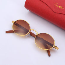 Load image into Gallery viewer, Retro Wood-like Sunglasses Small Round Frame