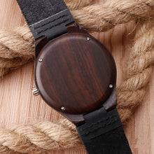 Load image into Gallery viewer, Black Wood Case Wood Belt Casual Quartz Watch