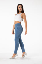 Load image into Gallery viewer, shascullfites melody butt lifting jeans high waist push up jeggings light blue gym jeans bum lifted denim leggings