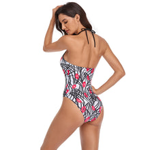 Load image into Gallery viewer, Digital Printed Cross Strap Triangle One Piece Swimsuit