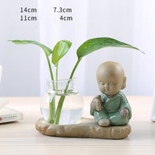 Load image into Gallery viewer, Glass Transparent Water Cultivation Green Dish Ware Flower Pot