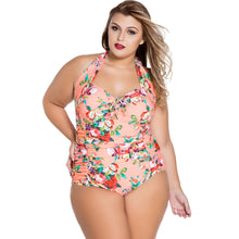 Load image into Gallery viewer, Women's Halterneck Sexy Gathered Plus Size One-piece Swimsuit