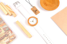 Load image into Gallery viewer, Wood table handmade hot bamboo wood leather belt quartz movement female watch