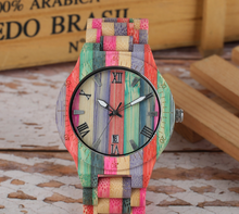 Load image into Gallery viewer, Colored Bamboo Wood Carving Couple Watch