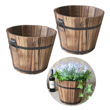 Load image into Gallery viewer, Solid Wood Succulent Plant Pots Carbonized Anticorrosive Wood Flower Box