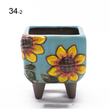 Load image into Gallery viewer, Hand Painted Sunflower Retro Trumpet Cute Mini Flower Pot Ceramic