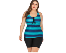 Load image into Gallery viewer, Swimwear large split gradient print conservative bikini