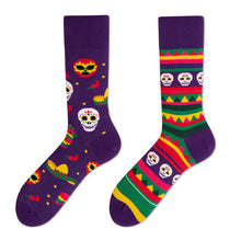 Load image into Gallery viewer, Asymmetrical Color Retro Personality Male And Female Couple Mid-length Cotton Socks