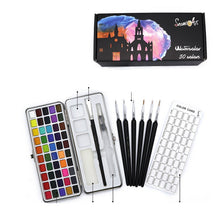 Load image into Gallery viewer, Portable Pearlescent Fluorescent Concentrated Solid Watercolor Paint Set