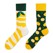 Load image into Gallery viewer, Asymmetrical Color Retro Personality Male And Female Couple Mid-length Cotton Socks