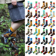 Load image into Gallery viewer, Asymmetrical Color Retro Personality Male And Female Couple Mid-length Cotton Socks