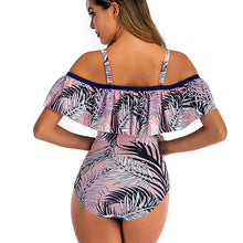 Load image into Gallery viewer, One-piece shoulder ruffled ladies one-piece swimsuit