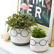 Load image into Gallery viewer, Nordic Style Glass Vase, Cement Flower Pot With Tray, Cute Personality, Green Radish