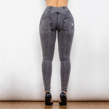 Load image into Gallery viewer, shascullfites melody high waist gray jeggings push up shaping jeans butt lifting effect anti cellulite leggings