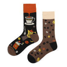 Load image into Gallery viewer, Asymmetrical Color Retro Personality Male And Female Couple Mid-length Cotton Socks