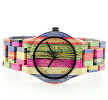 Load image into Gallery viewer, Colored Bamboo Wood Carving Couple Watch