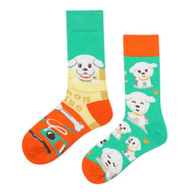 Load image into Gallery viewer, Asymmetrical Color Retro Personality Male And Female Couple Mid-length Cotton Socks