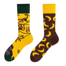 Load image into Gallery viewer, Asymmetrical Color Retro Personality Male And Female Couple Mid-length Cotton Socks
